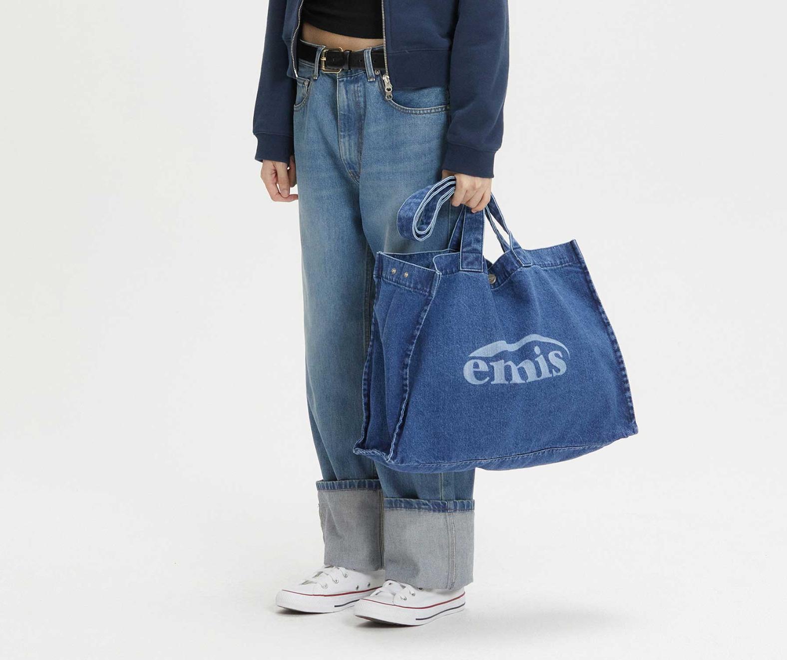 DENIM BIG SHOPPER BAG-BLUE DENIM