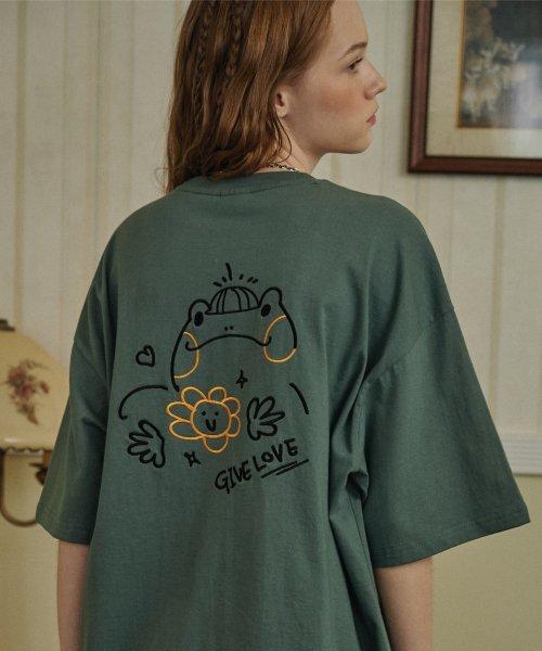 【CPGN STUDIO】Frog Pop Embroidery Short Sleeve T-shirt Pop Frog T-Shirt White