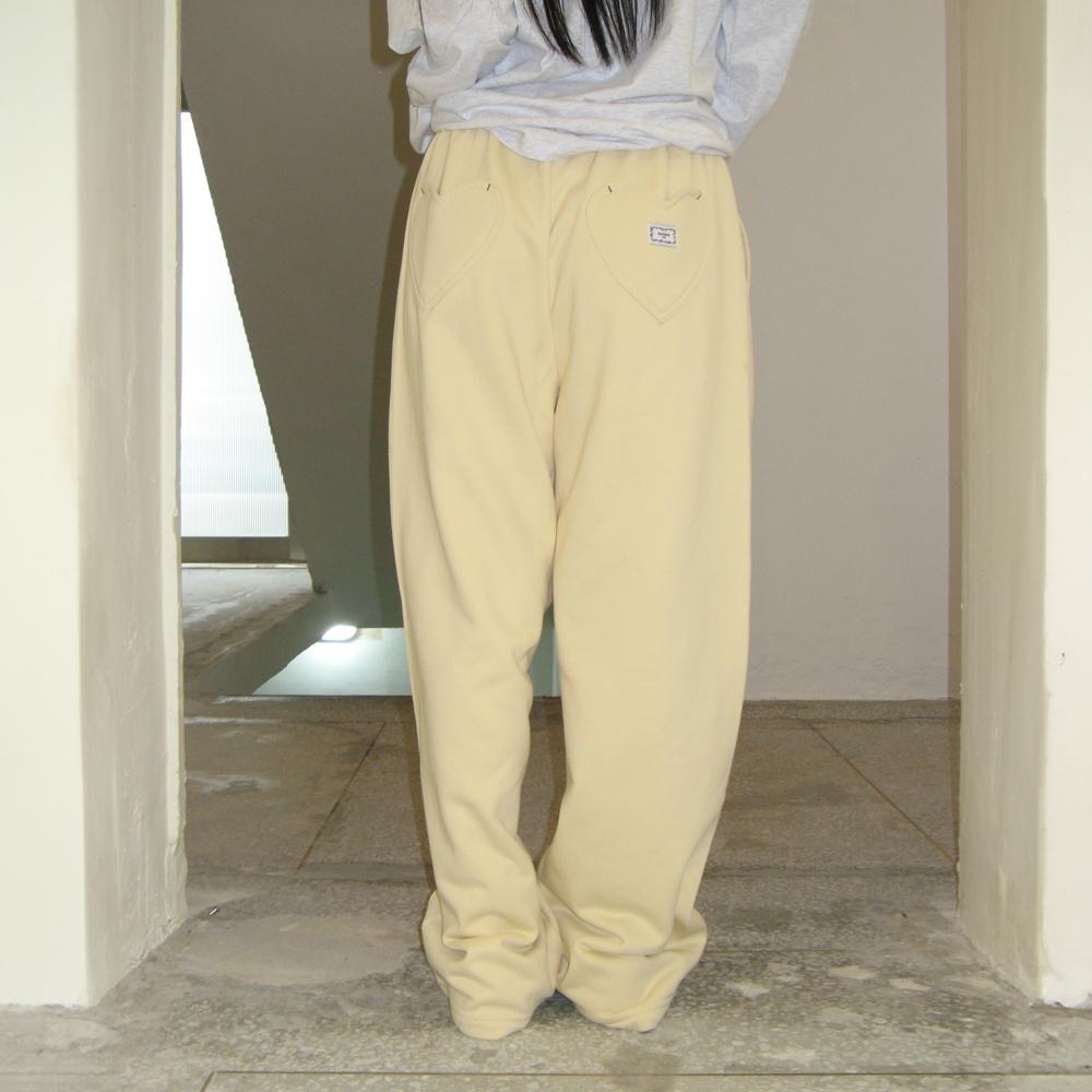 パンツ RONRON [Add Juri] BACK HEART STITCH POCKET SWEAT JOGGER PANT BACK HEART STITCH POCKET SWEAT JOGGER PANTS WHITE MELANGE