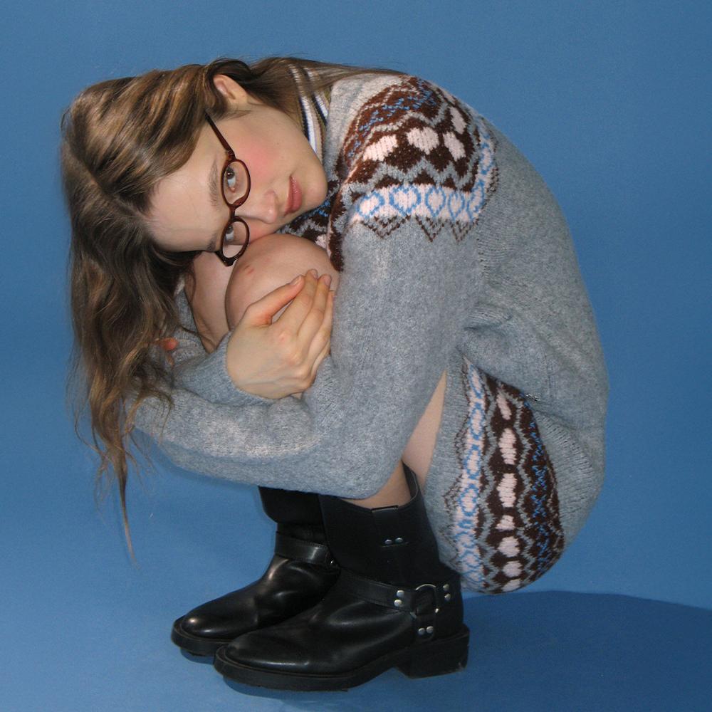 RONRON RONRON HEART NORDIC ZIP UP CROP CARDIGAN (Creatrip)