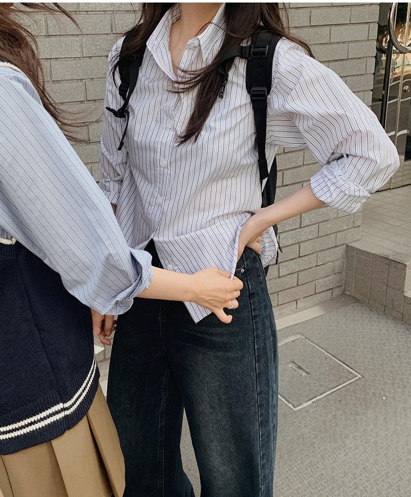 經典同色系條紋襯衫 (象牙白)