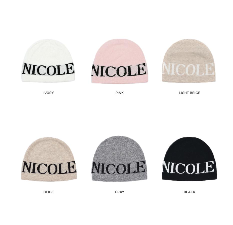 NICK&NICOLE NICK&NICOLE CASHMERE LETTERING JAQUARD BEANIE_6
