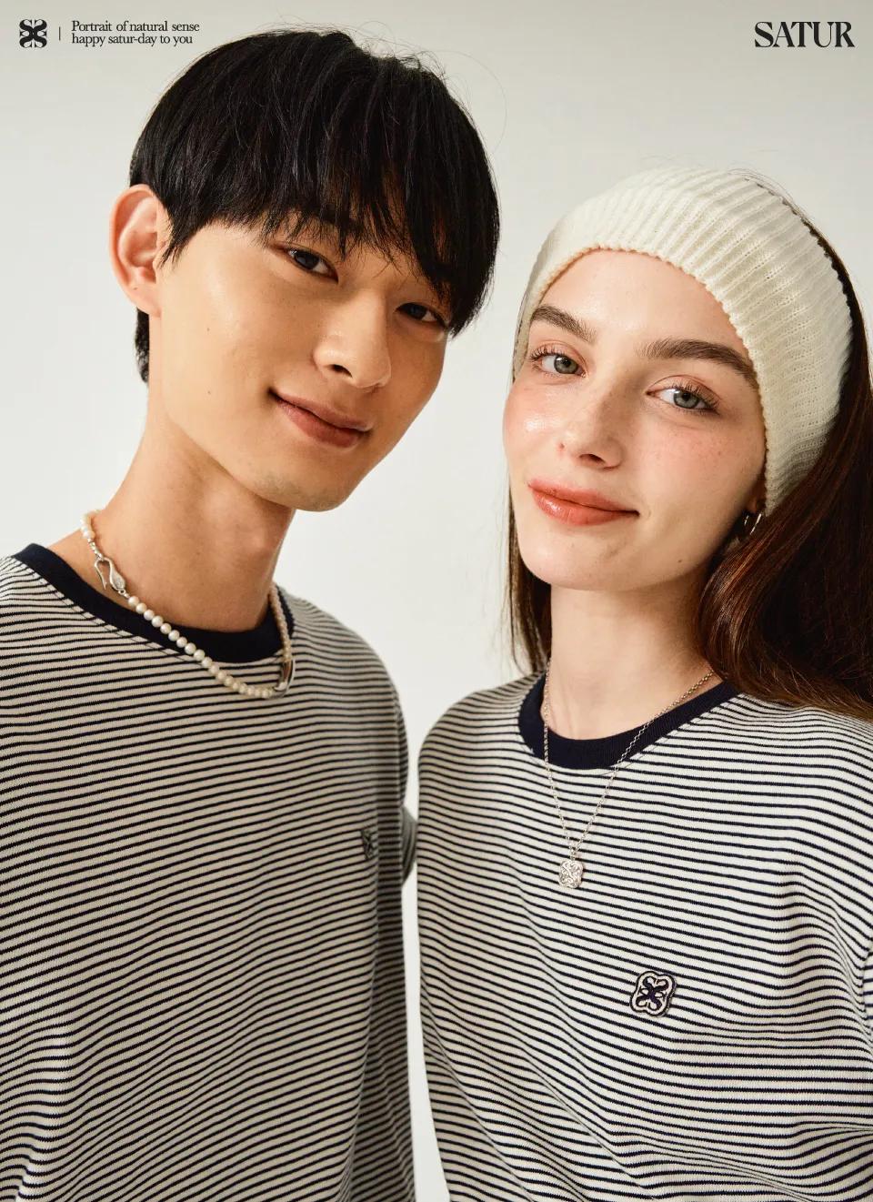 satur SATUR ALL-DAY COLOR STRIPE T-SHIRT (NAVY) (Creatrip)
