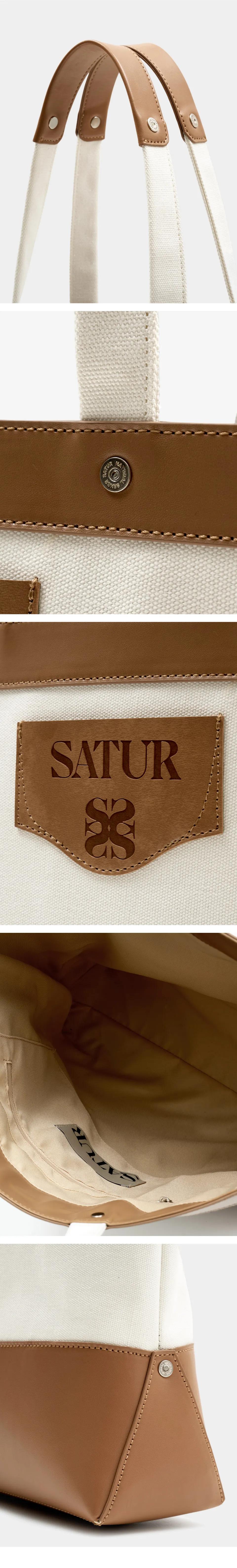 【SATUR】All Day Oxford Leather Tote Bag / Saddle Ivory satur SATUR ALL-DAY OXFORD LEATHER TOTE BAG (SADDLE IVORY