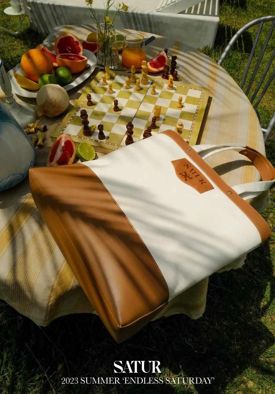 ★TOUT Y EST★ All Day Oxford Leather Tote Bag Saddle Ivory satur SATUR ALL-DAY OXFORD LEATHER TOTE BAG (SADDLE IVORY