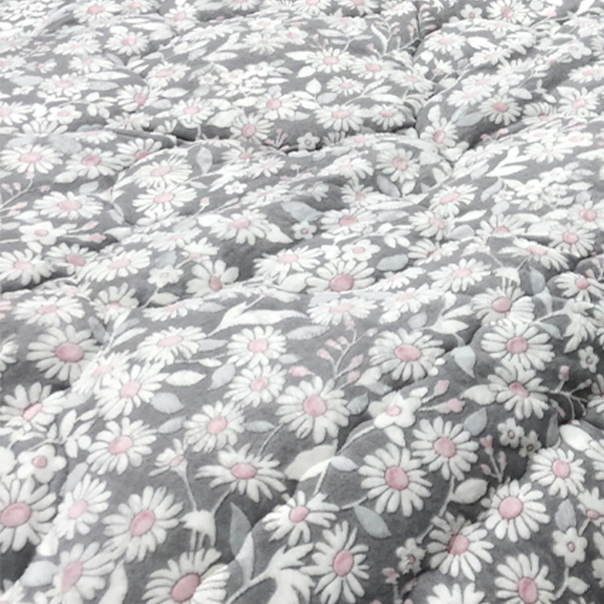 雙色白花寢具－冬被（灰色）