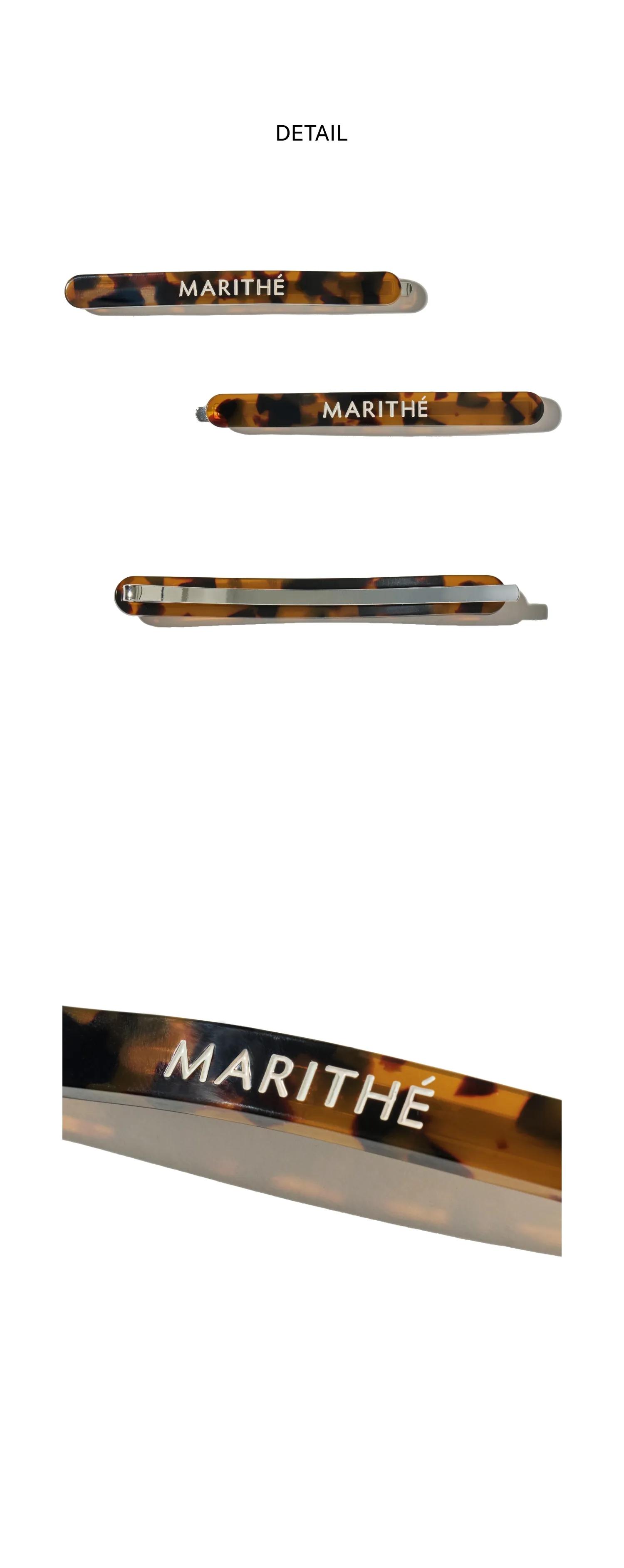 【MARITHE】 REGULAR LOGO SLIM HAIR PIN 2PACK‐BROWN MARITHE ♥ REGULAR LOGO SLIM HAIR PIN 2PACK/追跡付 (Marithe