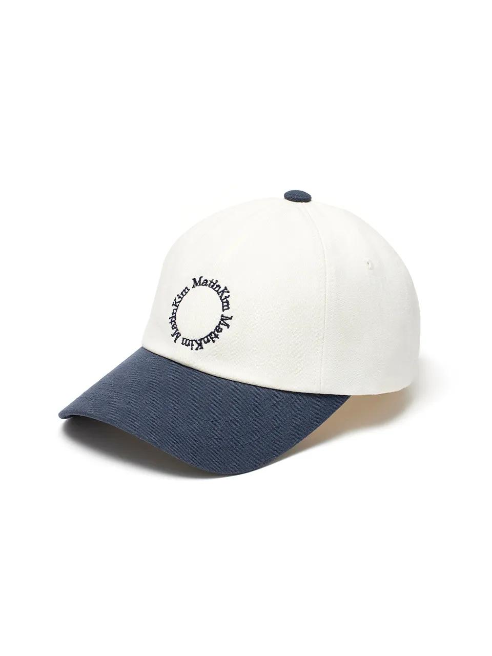 Matin Kim☆TWO TONE CIRCLE LOGO BALL CAP Matin Kim MATIN KIM TWO TONE CIRCLE LOGO BALL CAP IN NAVY