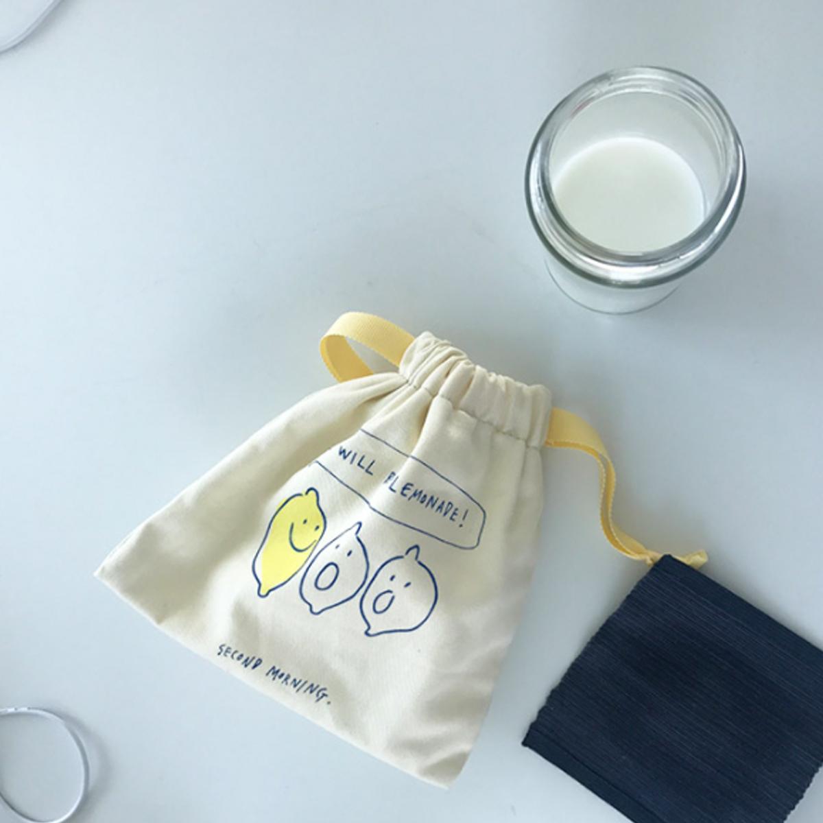 檸檬造型束口袋（淡黃色）